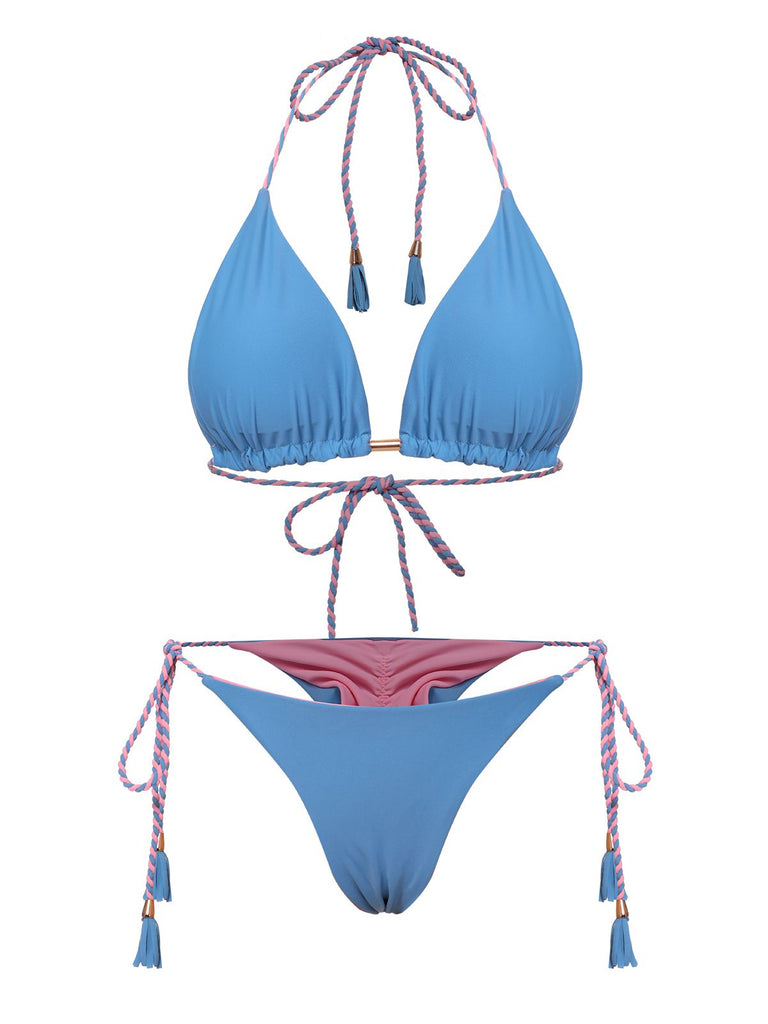 Set bikini con schiena scoperta e trecce anni '50