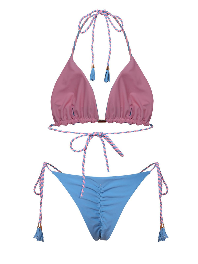Set bikini con schiena scoperta e trecce anni '50