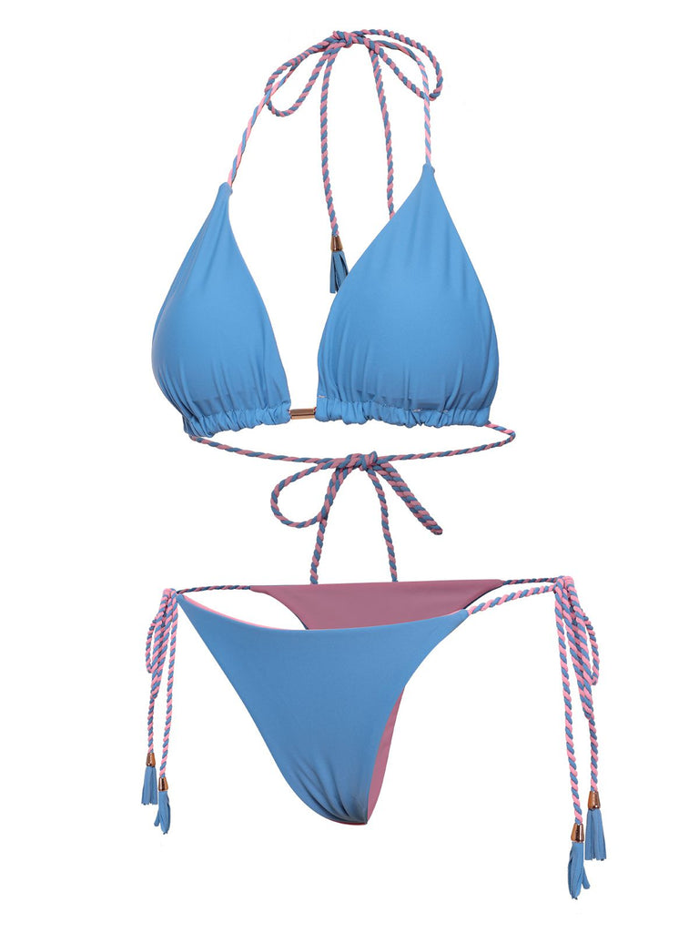 Set bikini con schiena scoperta e trecce anni '50