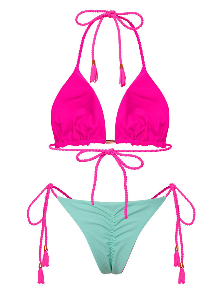 Set bikini con schiena scoperta e trecce anni '50