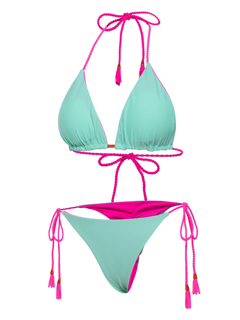 Set bikini con schiena scoperta e trecce anni '50