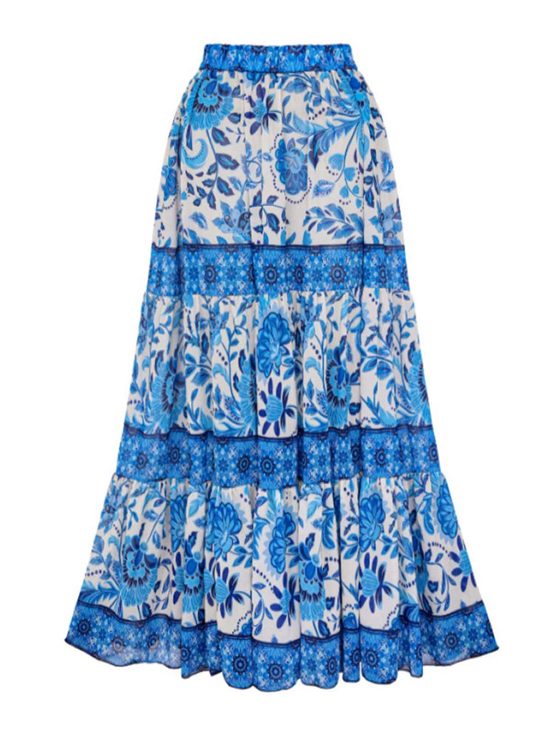 2PCS Costumi intero monospalla e copricostume blu anni '50