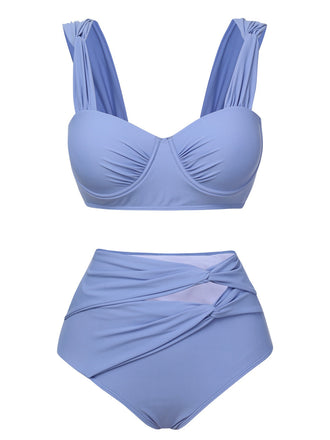 Costumi plissettato con spalline larghe grigio blu anni '60