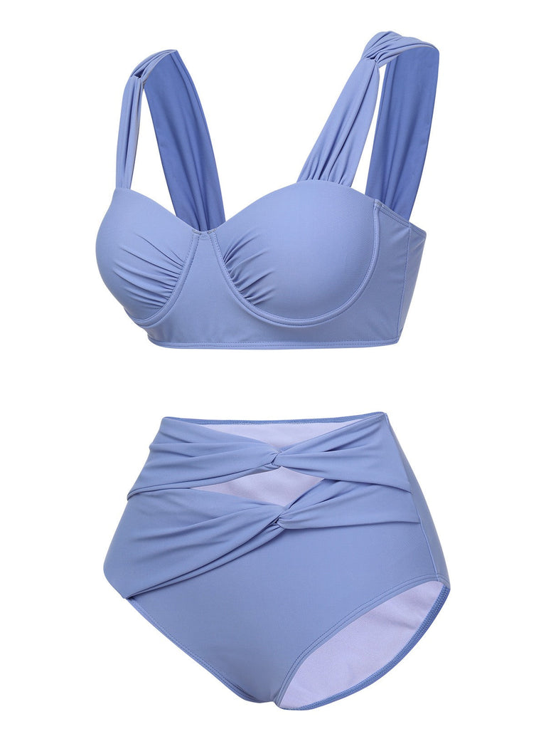 Costumi plissettato con spalline larghe grigio blu anni '60