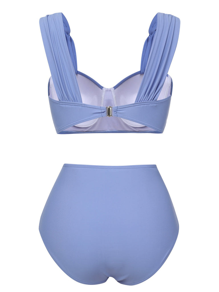 Costumi plissettato con spalline larghe grigio blu anni '60