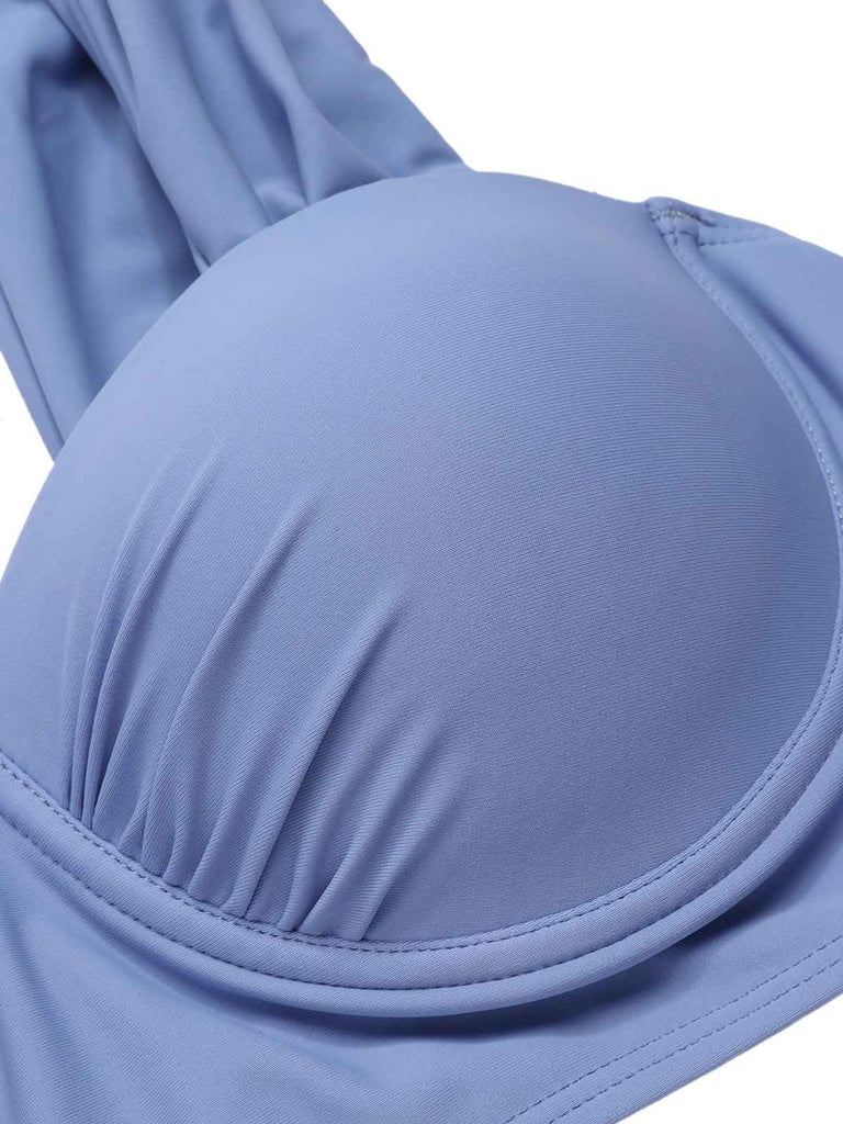 Costumi plissettato con spalline larghe grigio blu anni '60