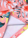 Set tankini con pianta tropicali e volant rosa anni '30