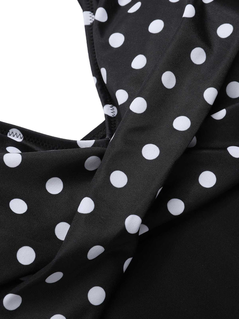 Costumi intero a pois spalline sottili nero anni '30