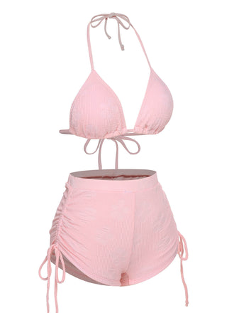 Costumi floreale lacci e scollo all'americana rosa anni '60