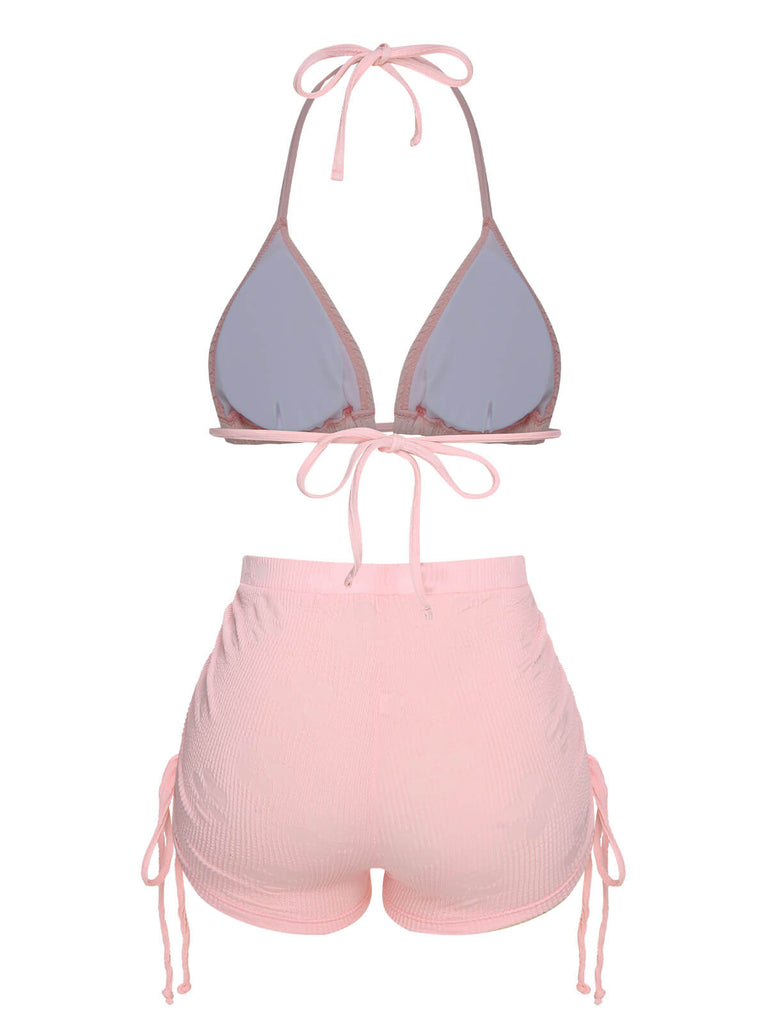 Costumi floreale lacci e scollo all'americana rosa anni '60