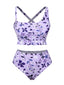 Costumi floreale con spalline irregolari viola anni '30