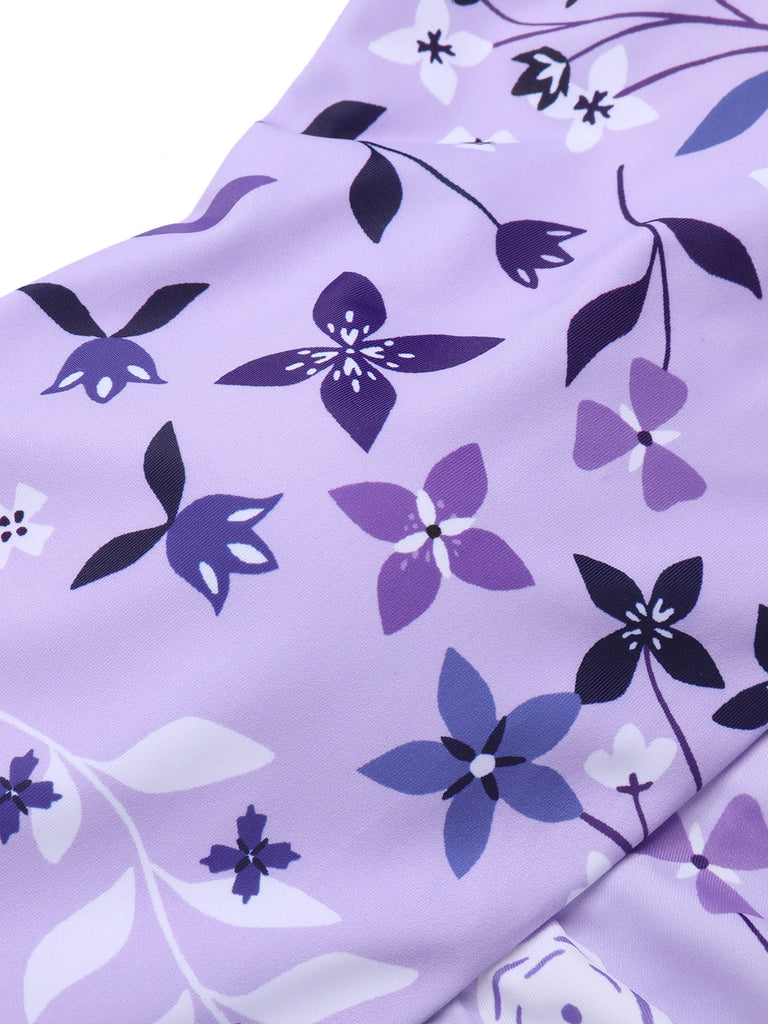 Costumi floreale con spalline irregolari viola anni '30