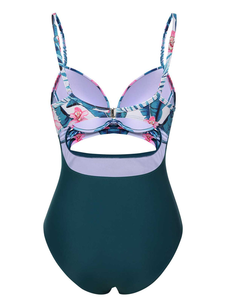 Costumi floreale con spalline sottili lago verde anni '30