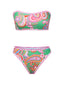Set bikini stampa hippie a fascia verde anni '70