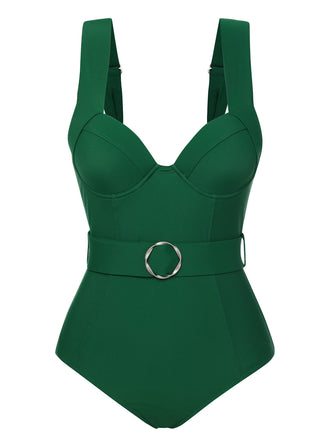 Costumi intero cintura e schiena scoperta verde anni '30