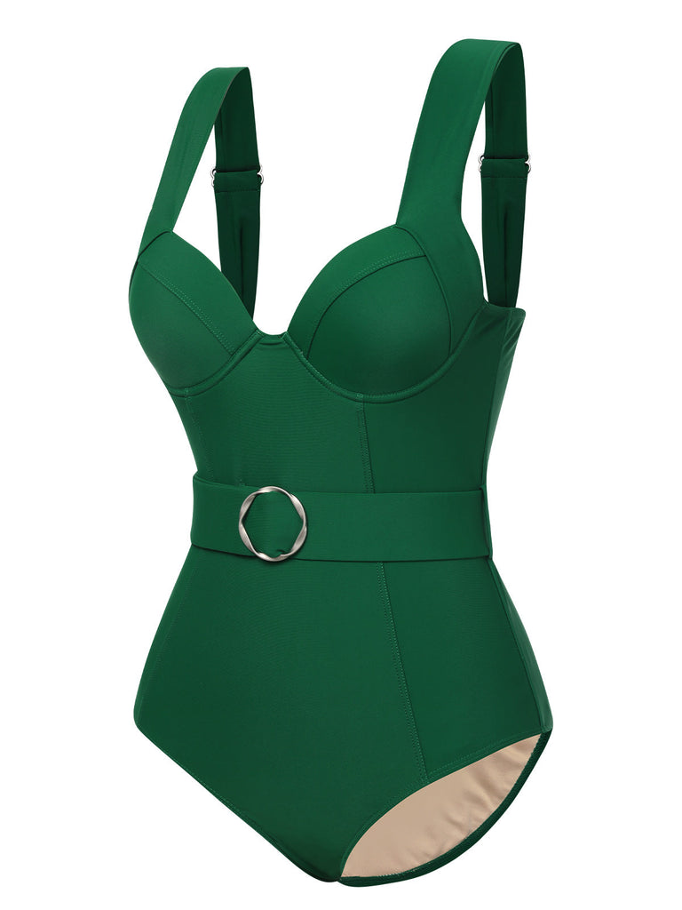 Costumi intero cintura e schiena scoperta verde anni '30