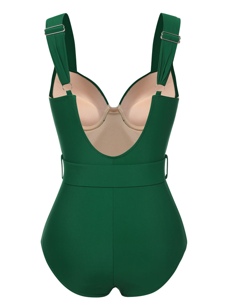 Costumi intero cintura e schiena scoperta verde anni '30