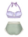 Bikini sirena conchiglia scollo all'americana lavanda anni '70
