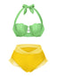 Bikini sirena conchiglia scollo all'americana giallo anni '70