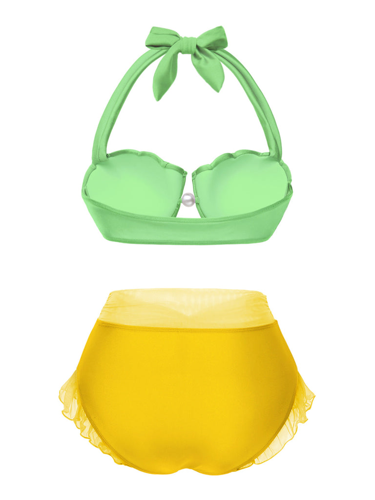 Bikini sirena conchiglia scollo all'americana lavanda anni '70
