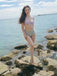 Bikini sirena conchiglia scollo all'americana lavanda anni '70