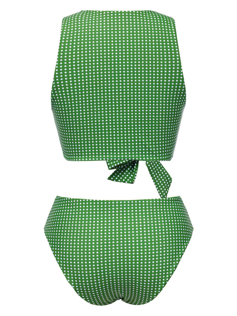 Costumi a pois con fiocco verde anni '50