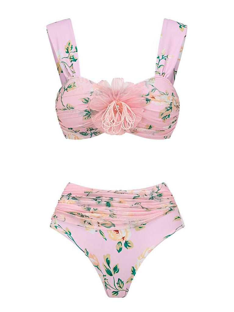 Costumi fiori 3D fatto a mano plissettato rosa anni '30