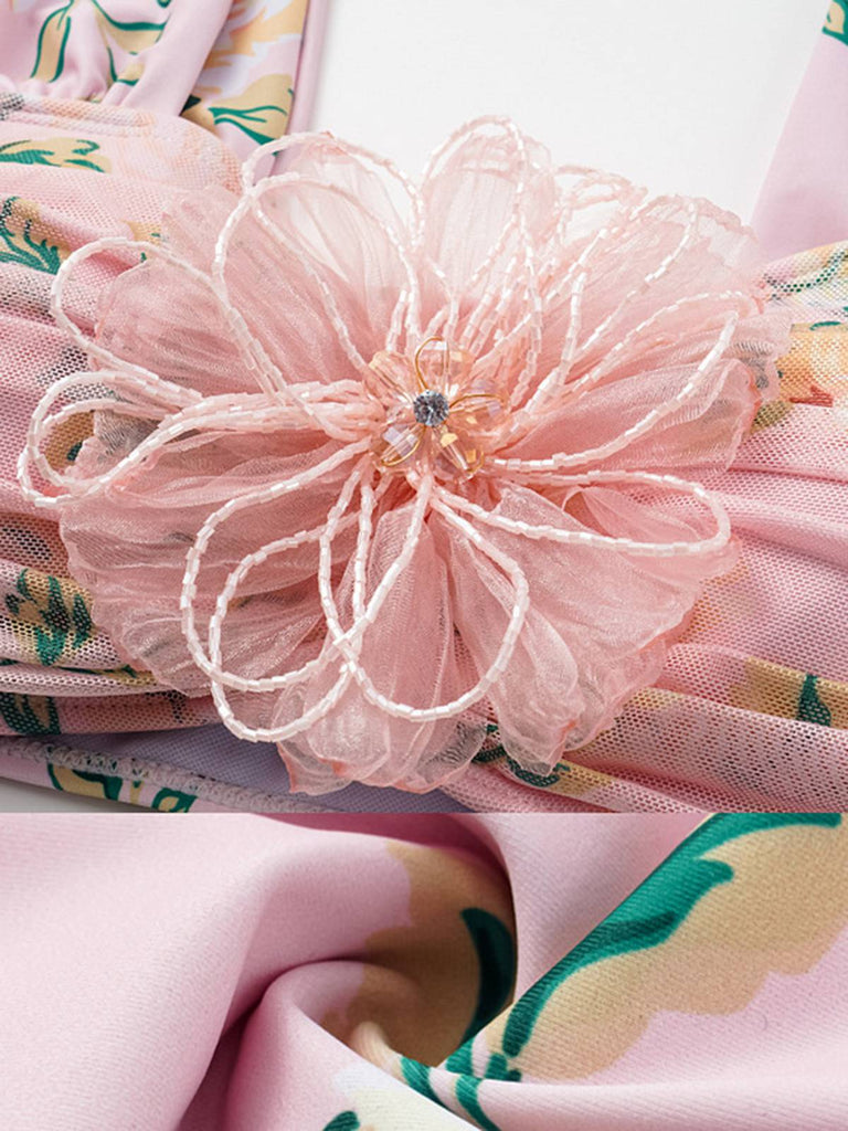 Costumi fiori 3D fatto a mano plissettato rosa anni '30