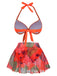Costumi piante tropicali lacci rosso arancione anni '40