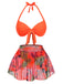Costumi piante tropicali lacci rosso arancione anni '40