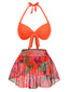 Costumi piante tropicali lacci rosso arancione anni '40