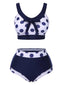 Costumi con pois a vita alta blu navy anni '50