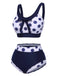 Costumi con pois a vita alta blu navy anni '50