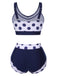 Costumi con pois a vita alta blu navy anni '50