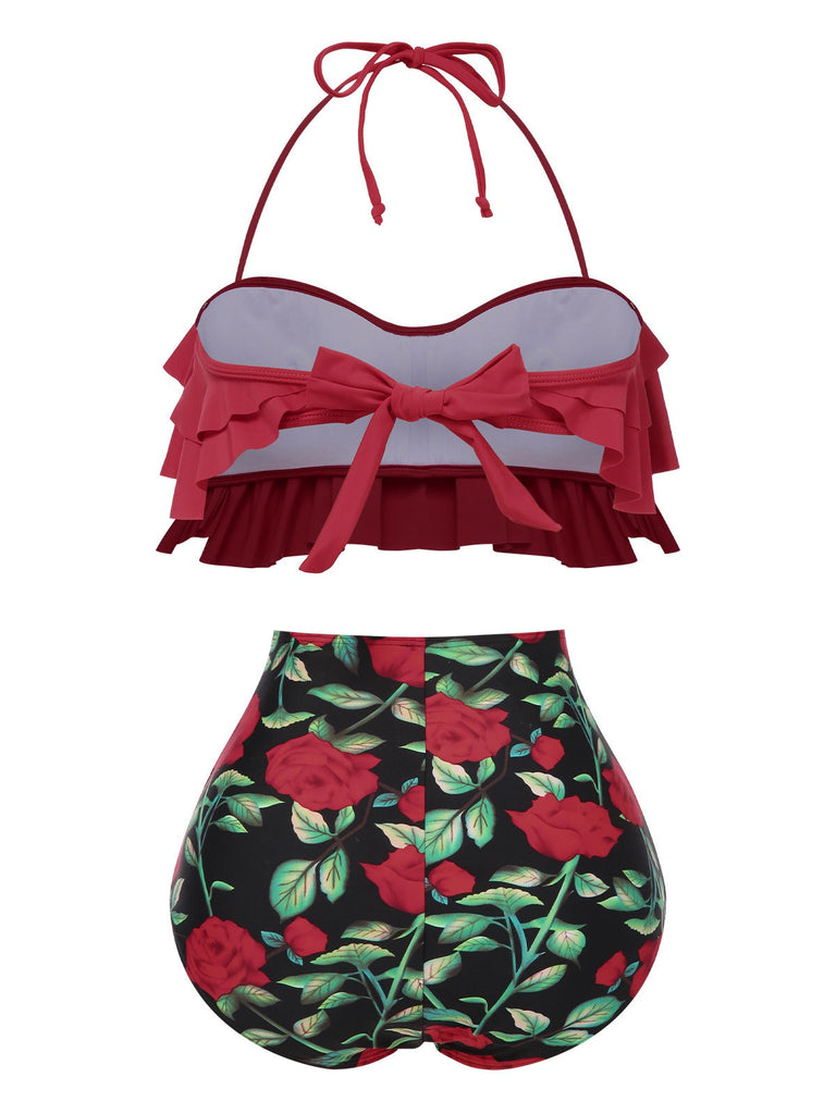 Costumi rose con volant lacci rosso anni '30