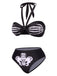Set bikini mano scheletro scollo all'americana nero anni '70