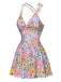Costumi floreale con spalline incrociate multicolore anni '40