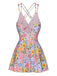 Costumi floreale con spalline incrociate multicolore anni '40