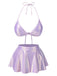 Set bikini a squame di pesce metallizzato lavanda anni '70