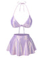 Set bikini a squame di pesce metallizzato lavanda anni '70