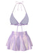 Set bikini a squame di pesce metallizzato lavanda anni '70