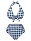 Costumi plaid con scollo all'americana blu anni '50