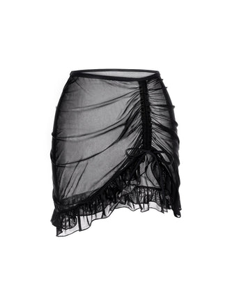 Copricostume a doppio strato con volant nero anni '70