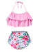 Costumi con volant floreale rosa anni '30