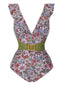 Costumi cintura anello floreale viola anni '50