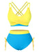 Set bikini patchwork con spalline sottili anni '50
