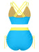 Set bikini patchwork con spalline sottili anni '50