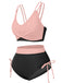 Set bikini patchwork con spalline sottili anni '50