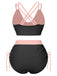 Set bikini patchwork con spalline sottili anni '50