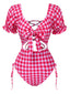 Costumi a sbuffo con plaid cava rosso anni '50
